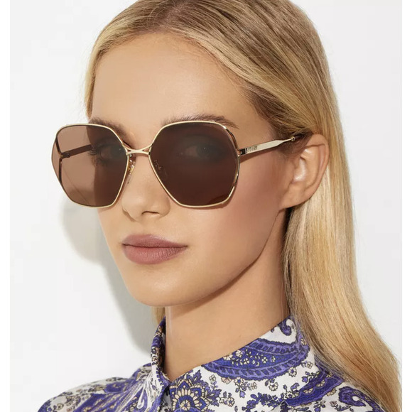 NWT Gucci GG0818SA-002-63 Gold Square 63mm Sunglasses